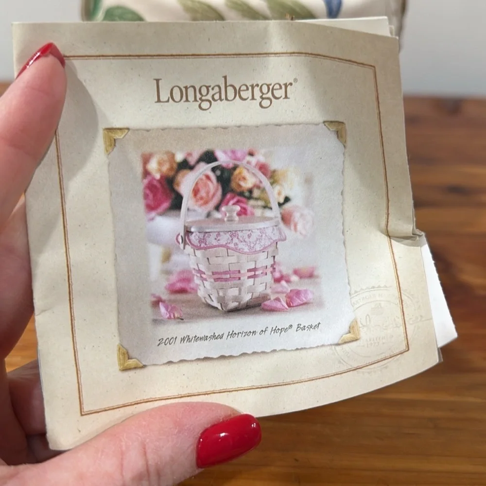 Vtg Longaberger 2001 Whitewashed Horizon of Hope Basket